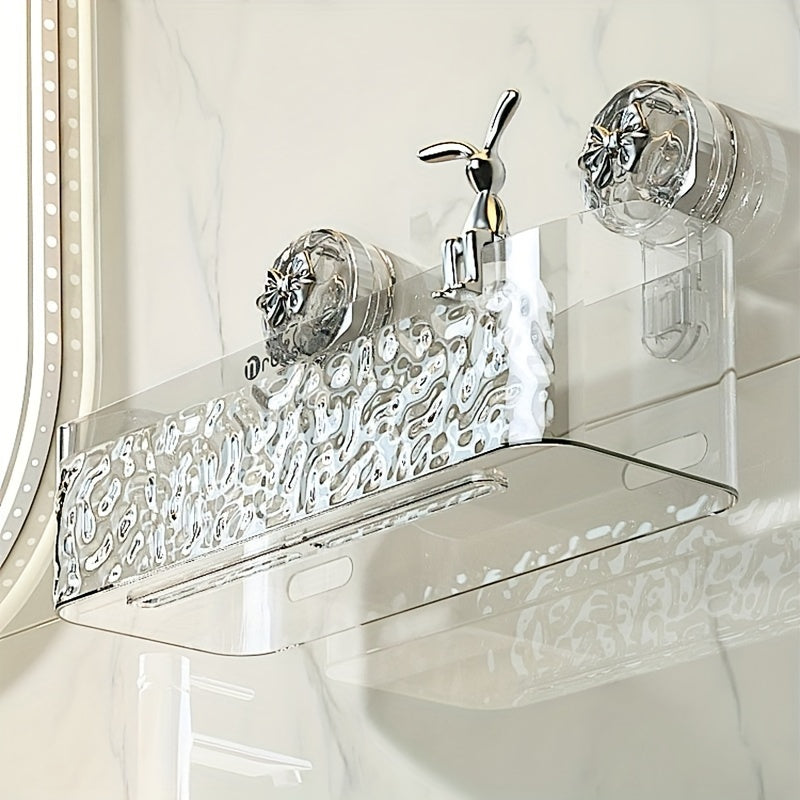 Cesta de almacenamiento para baño con ventosa y decoración de conejo y lazo