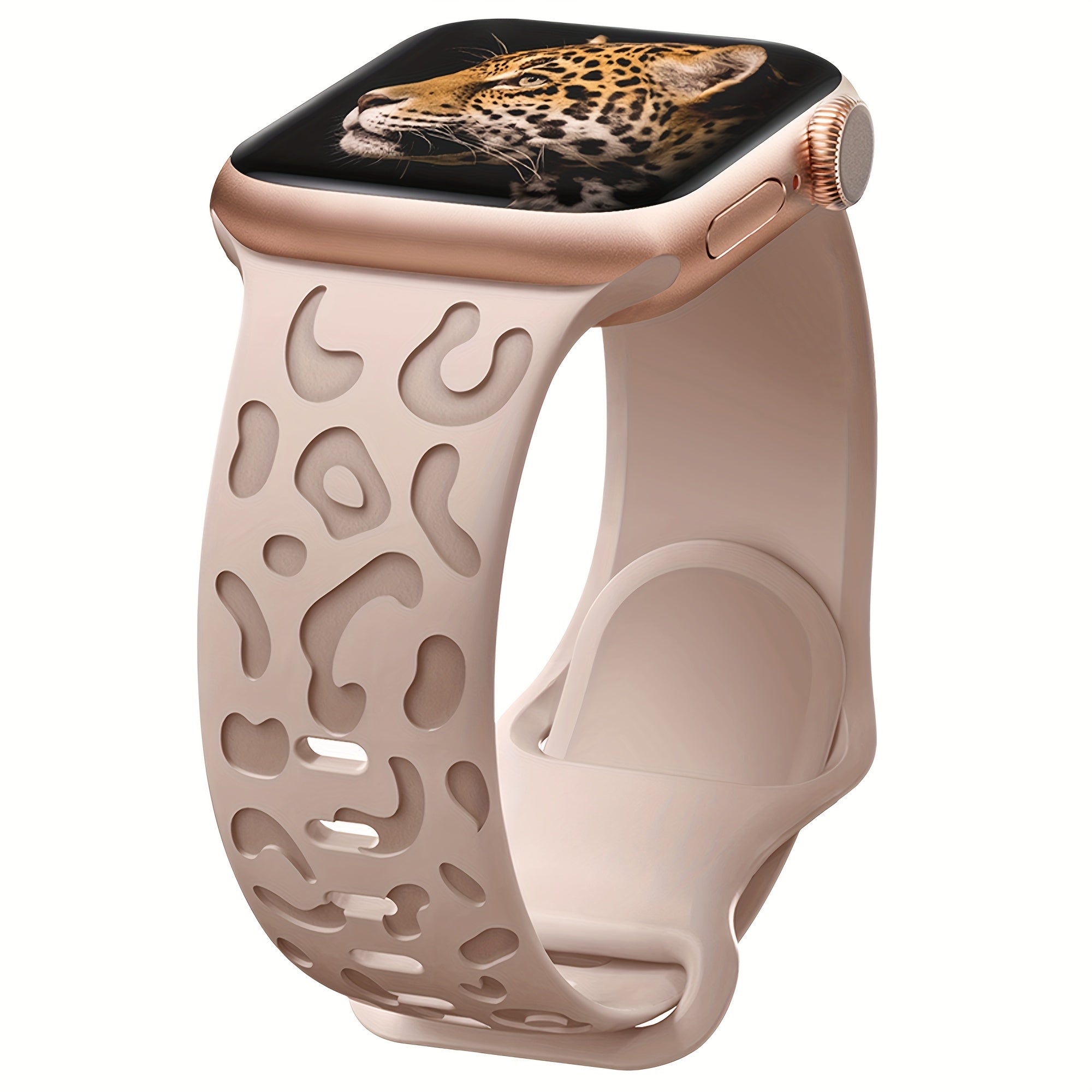 Waterproof Silicone Watch Band for IWatch Series 8 7 6 5 4 3 2 SE Leopard Engraved