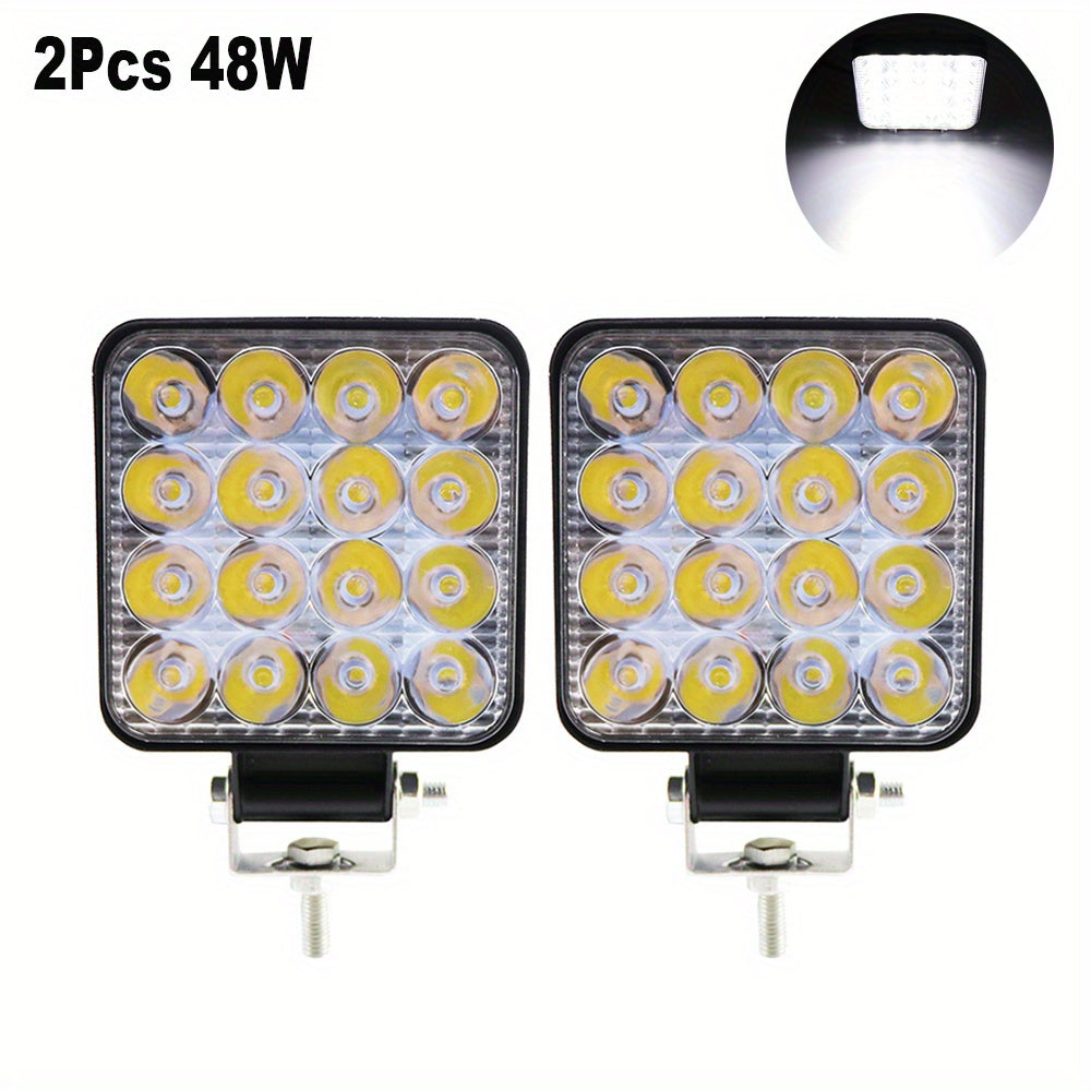 Pack de 2 barras de luz de trabajo redondas de 14 LED para camiones todoterreno, UTVs y barcos