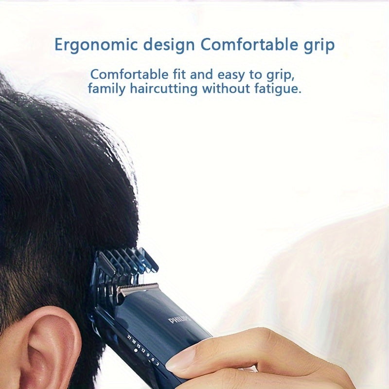 Hairclipper Series 3000 Deep Blue Steel Blades 7-Speed Length Settings PowerDrive Type-C Charging Accessories