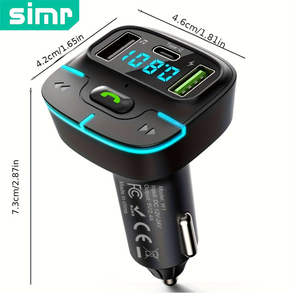 Wireless Car FM Transmitter with Dual USB Fast Charging and Hands-Free Calling