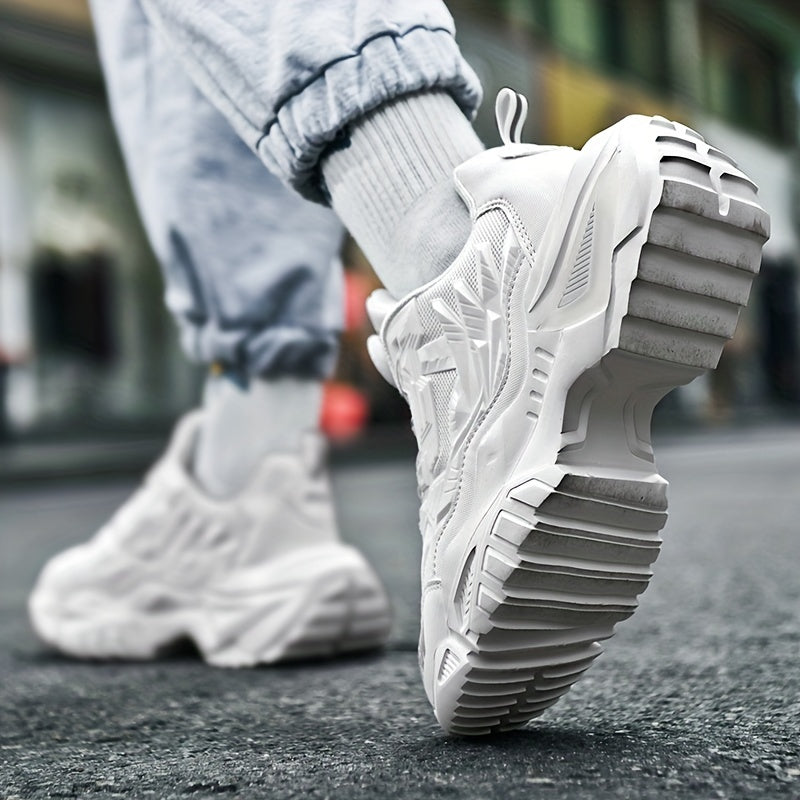 Men's Breathable Mesh Lace-Up Sneakers with TPU Sole for Anti-Skid Walking