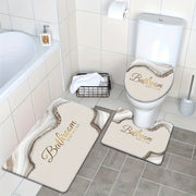 Three-Piece Bathroom Set Floor Mat Flannel Toilet Bathtub Edge Absorbent Floor Mat for Bedroom Living Room Balcony Door