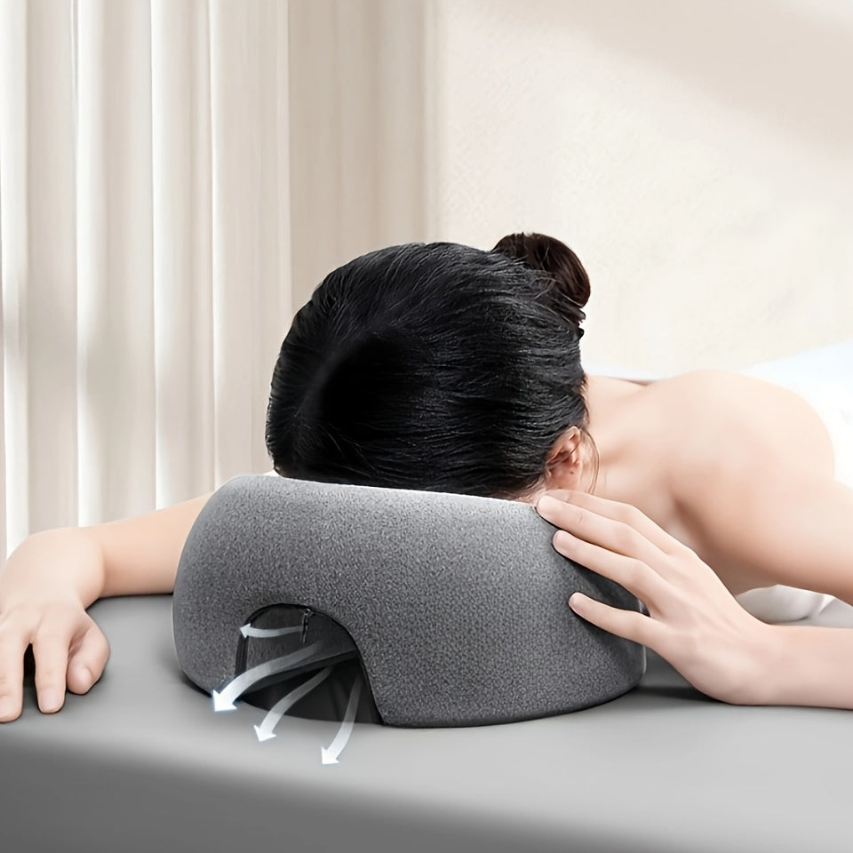 Almohada facial de espuma viscoelástica en forma de U con funda removible para spa y viajes