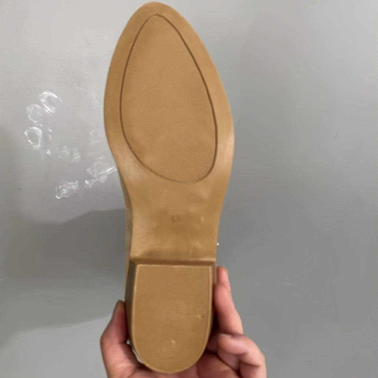 Women's Beige Slip-On Ankle Boots with Pointed Toe and Block Heel