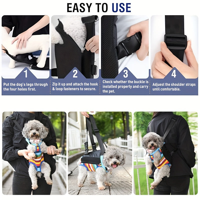 Adjustable Pet Carrier Backpack for Small to Medium Dogs and Cats Polyester with Shoulder Pad