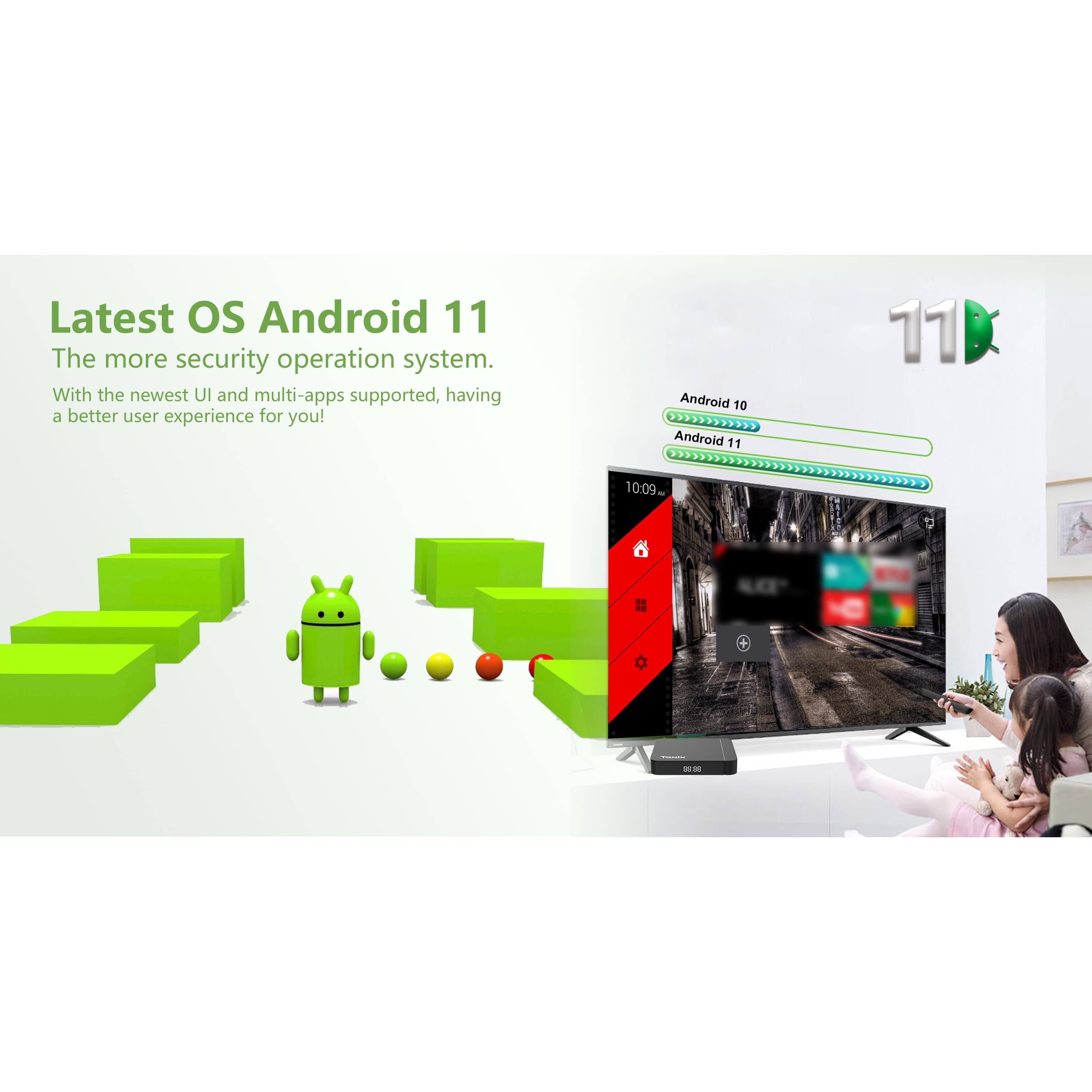 Smart TV Box with Android 11.0, 4K Support, Bluetooth, Dual WiFi, Multiple Storage Options