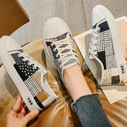 Women's Casual Sneakers Breathable Fabric White Purple Lightweight EVA Soles