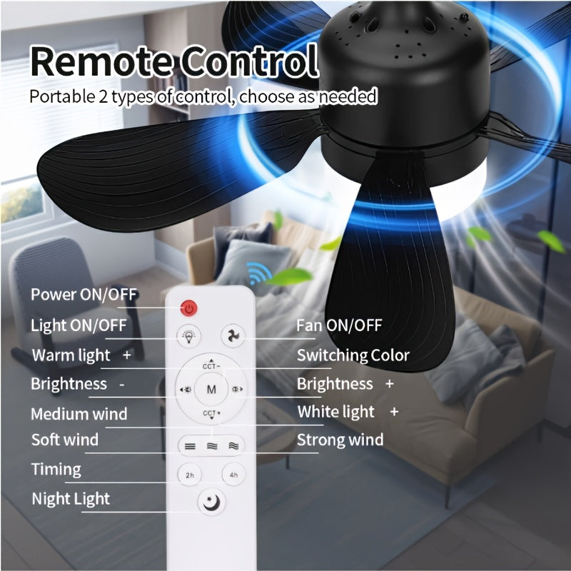 16-Inch LED Ceiling Fan with Tri-Color Temperature Control and Adjustable Speed