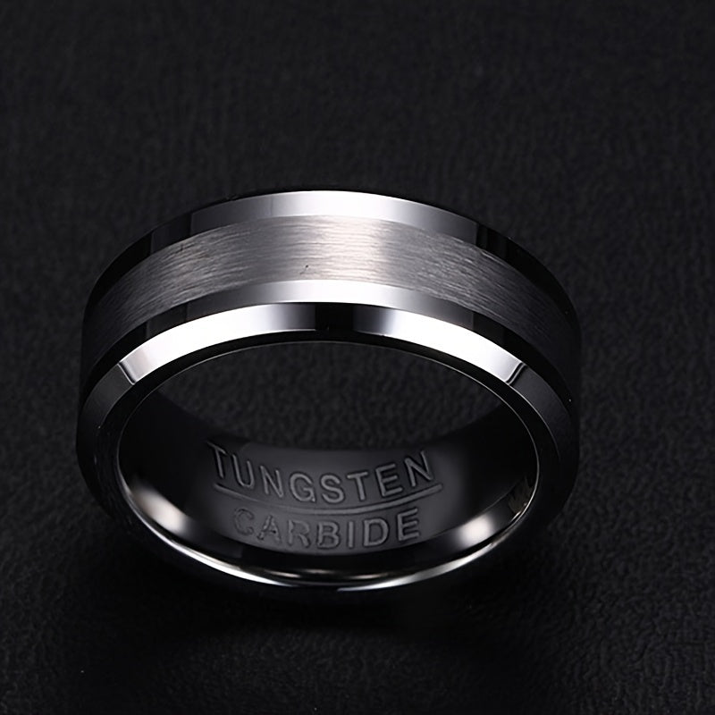 Men's Tungsten Steel Ring Durable Black Wedding Band Size 10