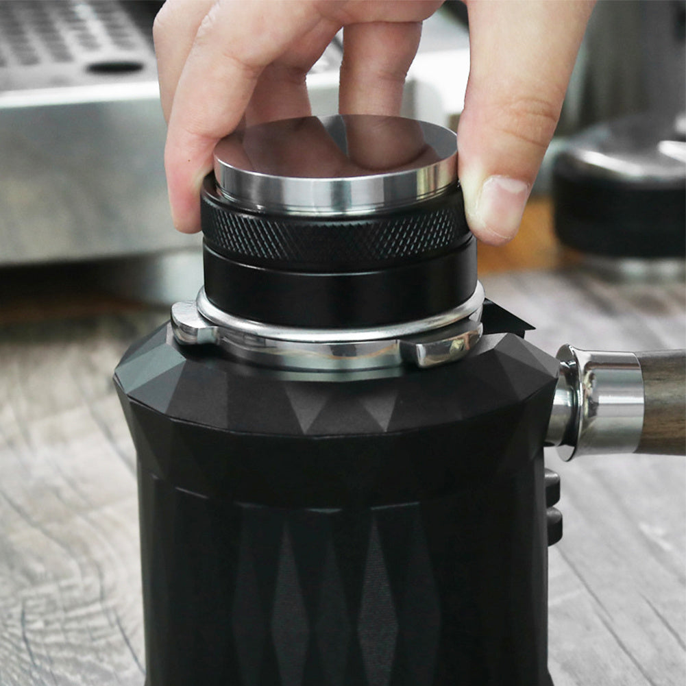 Tamper ajustable de doble cabeza para café, nivelador, acero inoxidable, agarre de goma negra, herramienta manual para espresso
