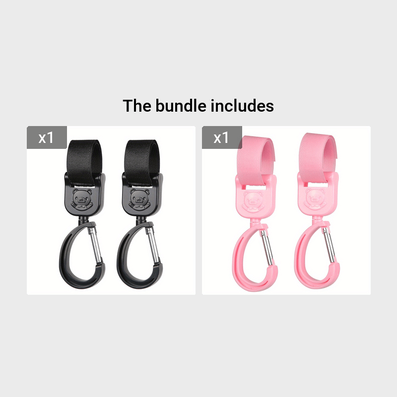 Adjustable Stroller Hooks with 360 Degree Rotation and Detachable Design Plastic