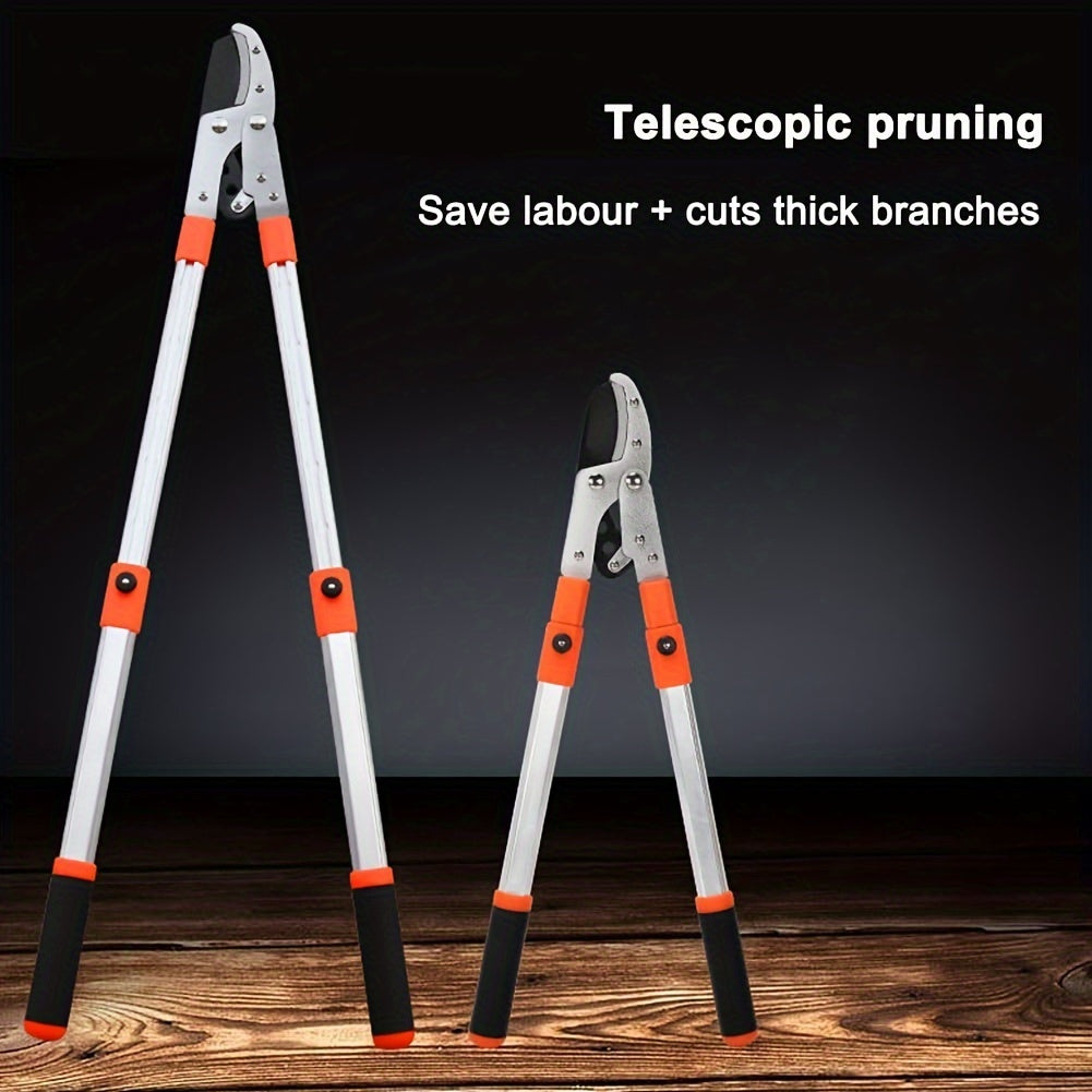 Adjustable Telescopic Tree Trimmer with Heavy-Duty Pruning Shears and High-Carbon Steel Blade