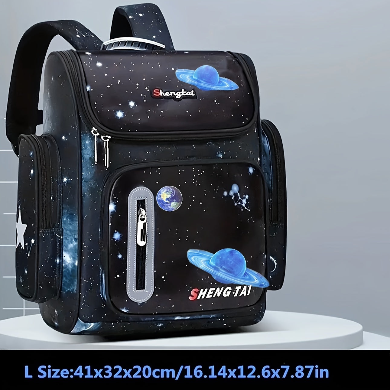 Waterproof School Backpack for Teens Cartoon Astronaut Large Capacity Lightweight Polyester