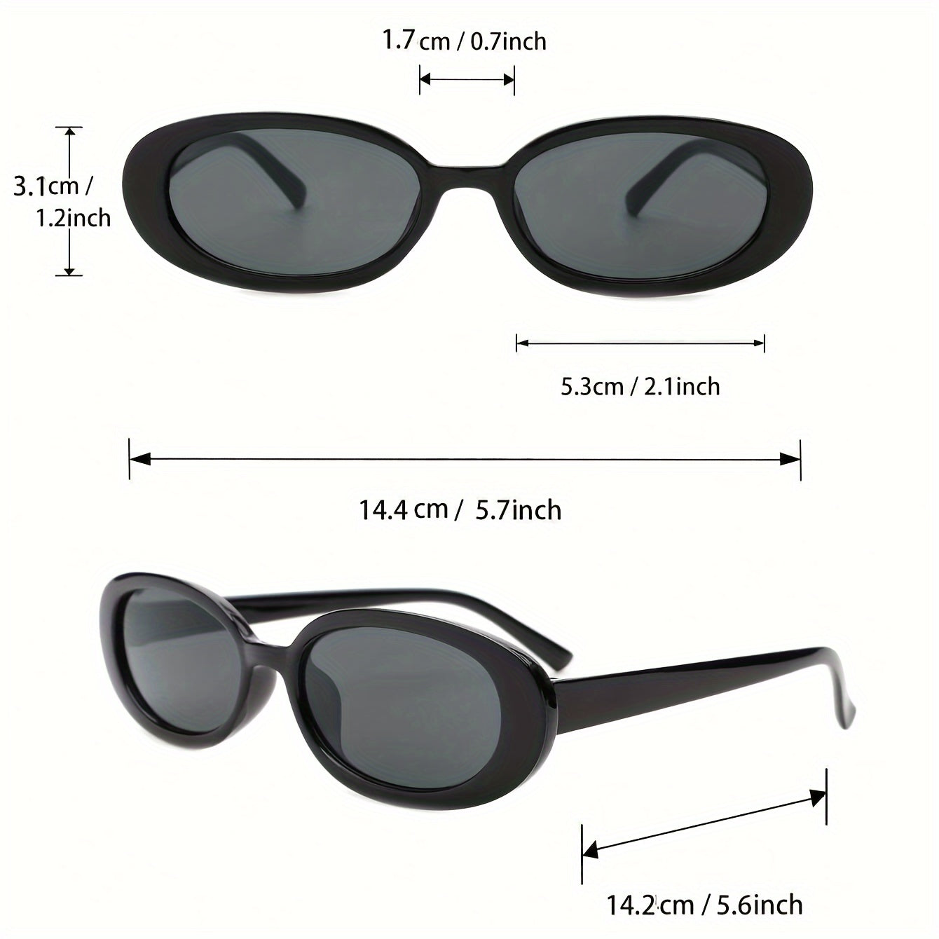 Women's Black Geometric Glasses Set of 3 for Hiking Travel and Daily Use with PC Frame