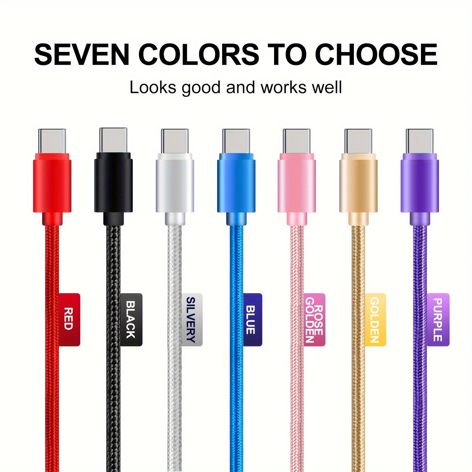 3pcs Nylon Braided USB C Charging Cables Fast Data Transfer for Samsung Google Pixel LG Sony Oppo Moto