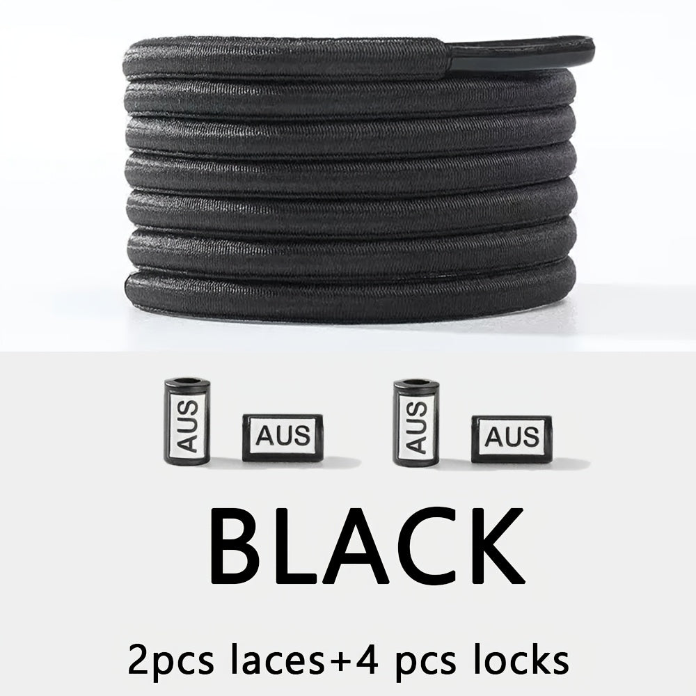 Unisex Elastic No-Tie Shoelaces 100cm Solid Color Lightweight Durable