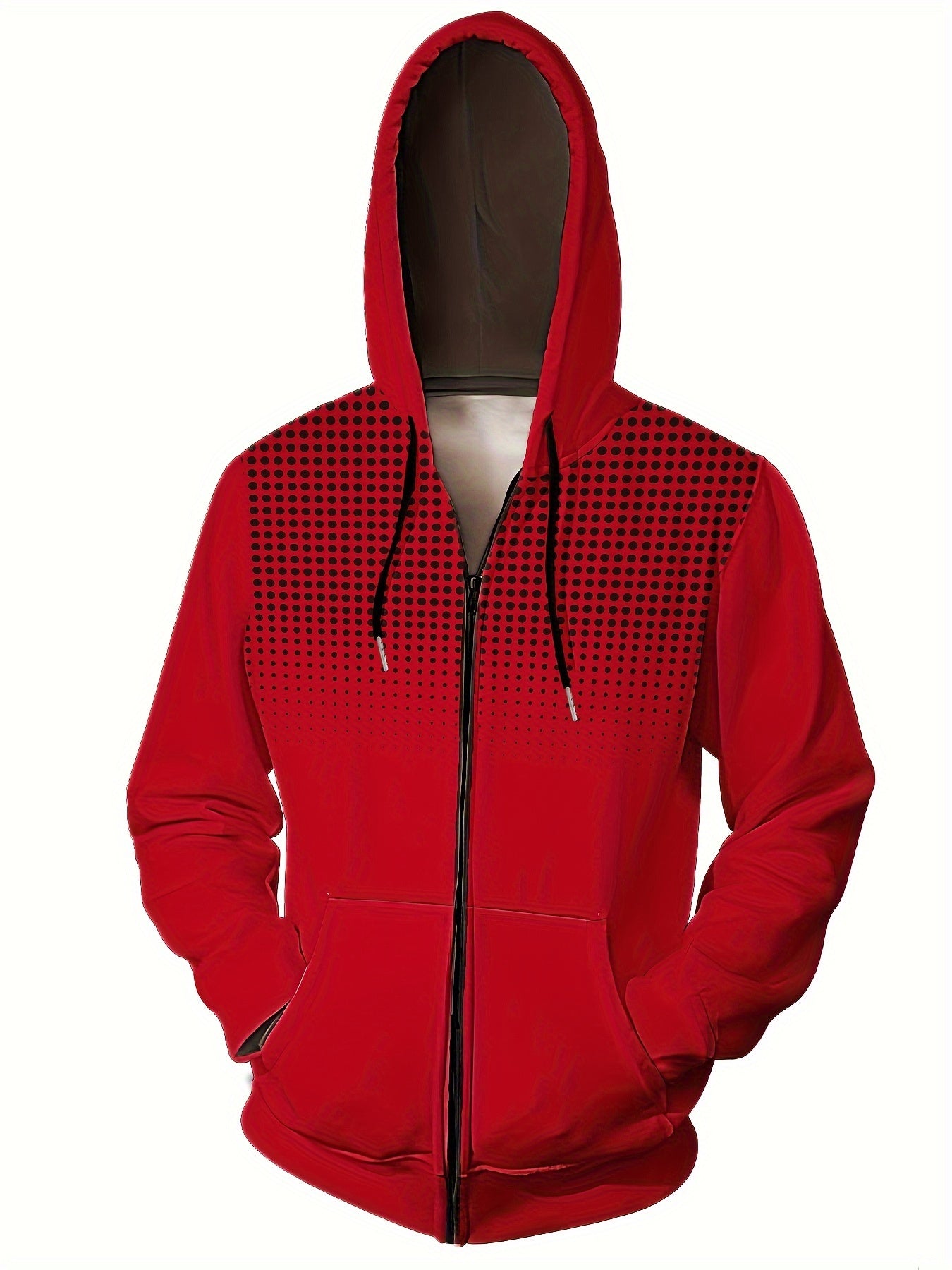 Katta o'lchamdagi erkaklar uchun tasodifiy zip-up xuddi 3D nuqta bosma - bahor va kuz uchun zamonaviy kurtka, cho'ntaklar bilan