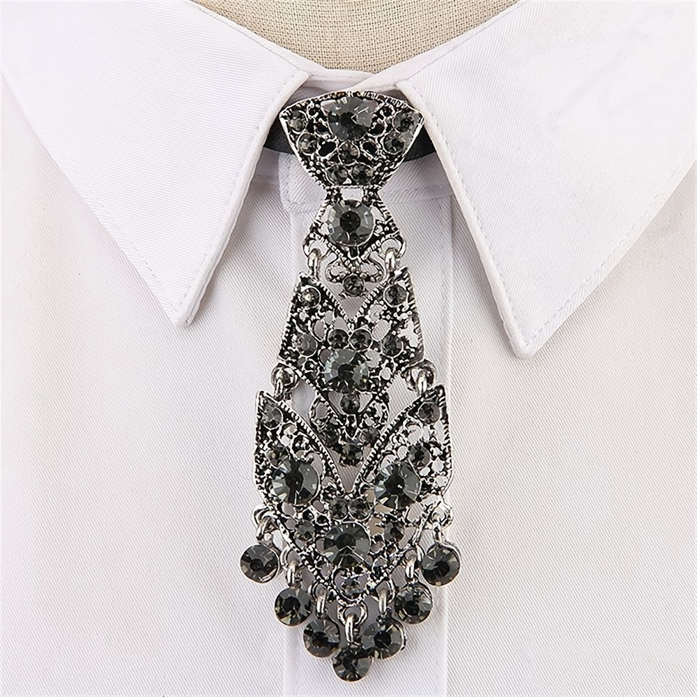Unisex Rhinestone Embellished Tie for Formal Events Wedding Accessories