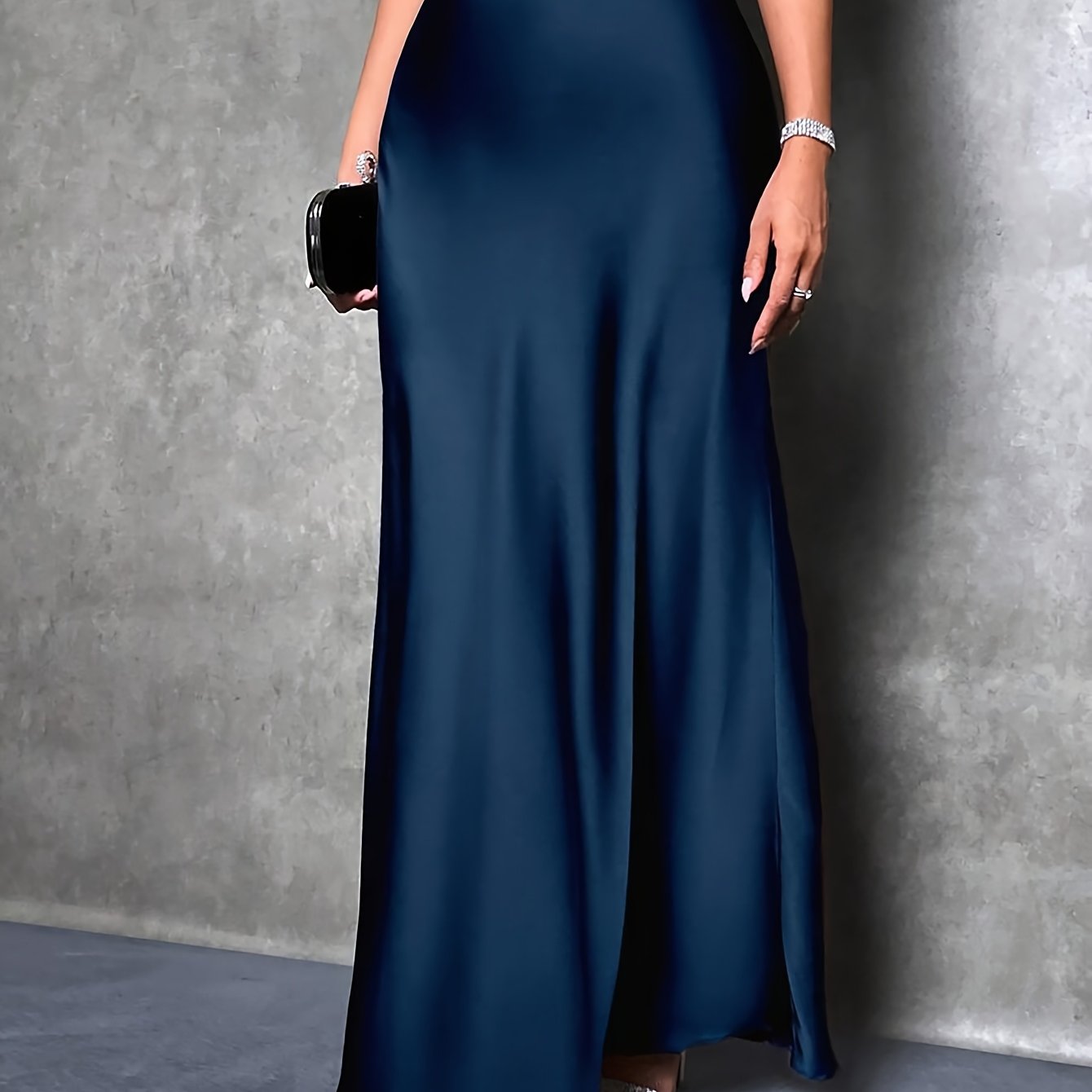 Women's Satin Maxi Skirt Black Plus Size Flowing Event Wear