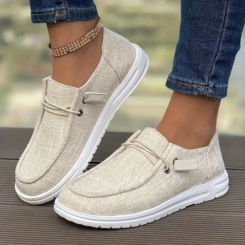 Women's Casual Slip-On Flats Breathable Woven Fabric Low Top Sneakers