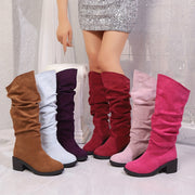 Ayollar uchun slip-on qalin platforma botinkalari charm uslubida, sirg‘almas, barcha mavsum uchun