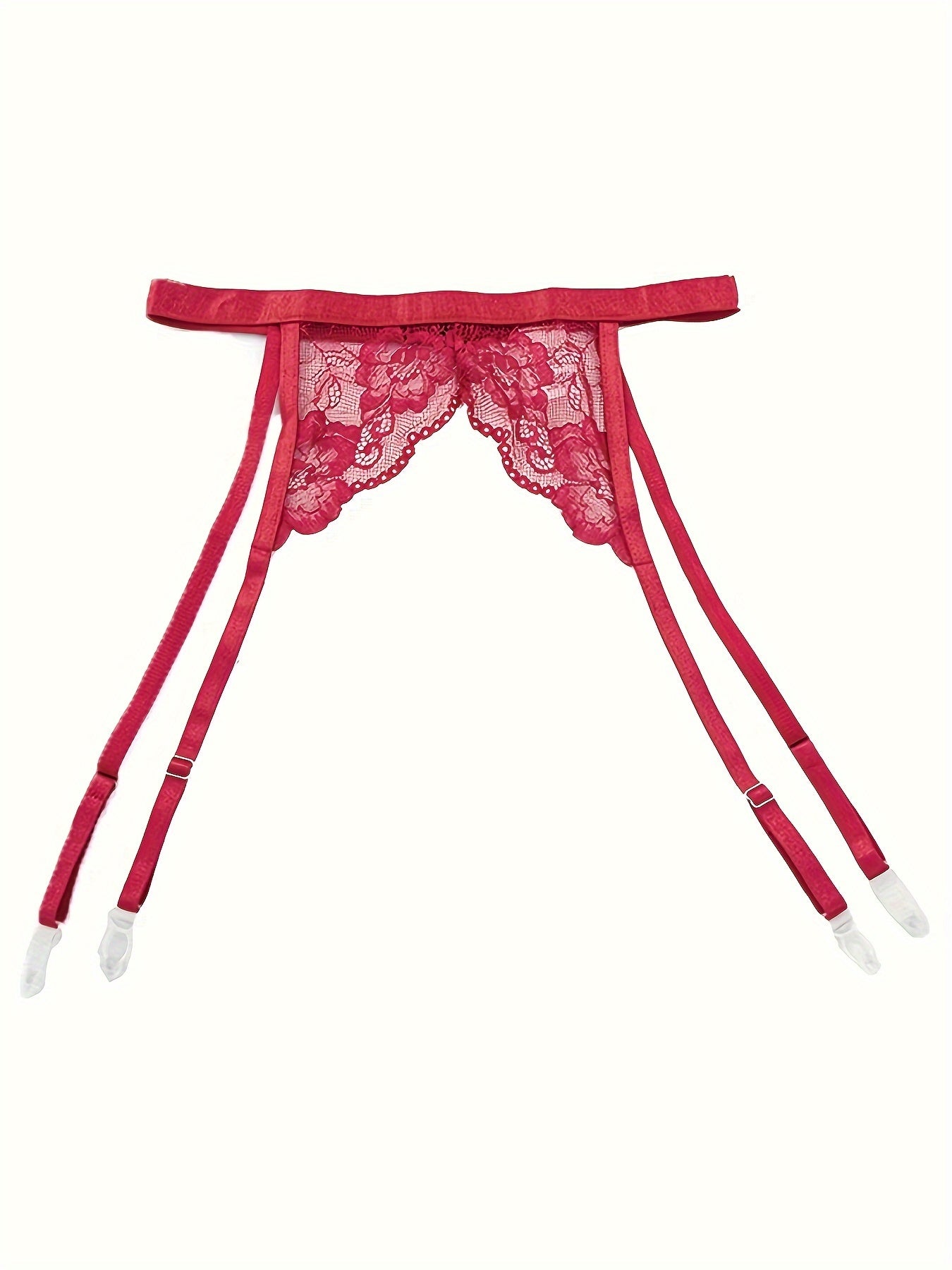 Lingerie Set 4-Piece Lace Detailing See-Through Stockings Garter Belt