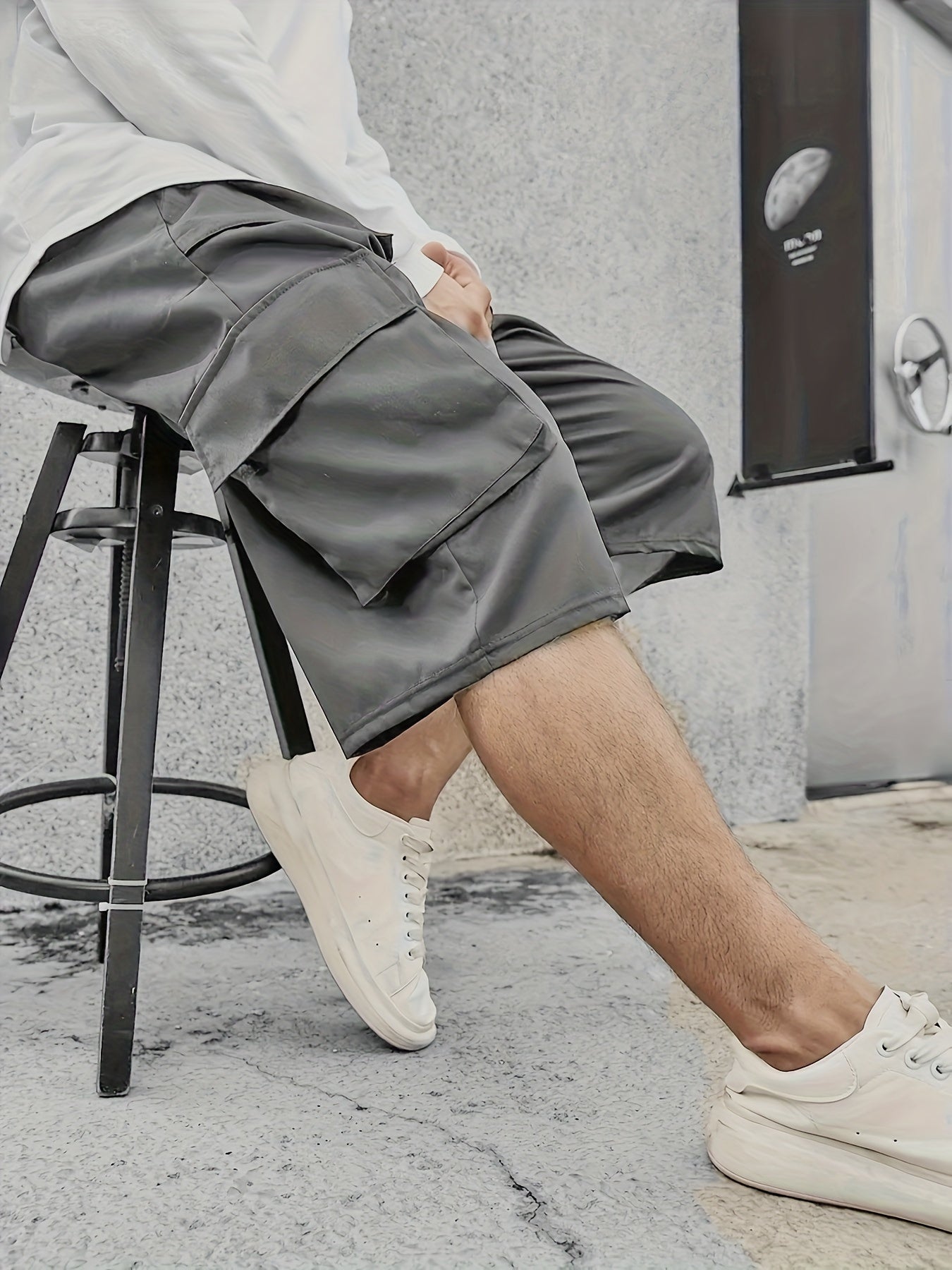 Мужские брюки карго большого размера свободного кроя с шнурком и карманами, дышащий полиэстер