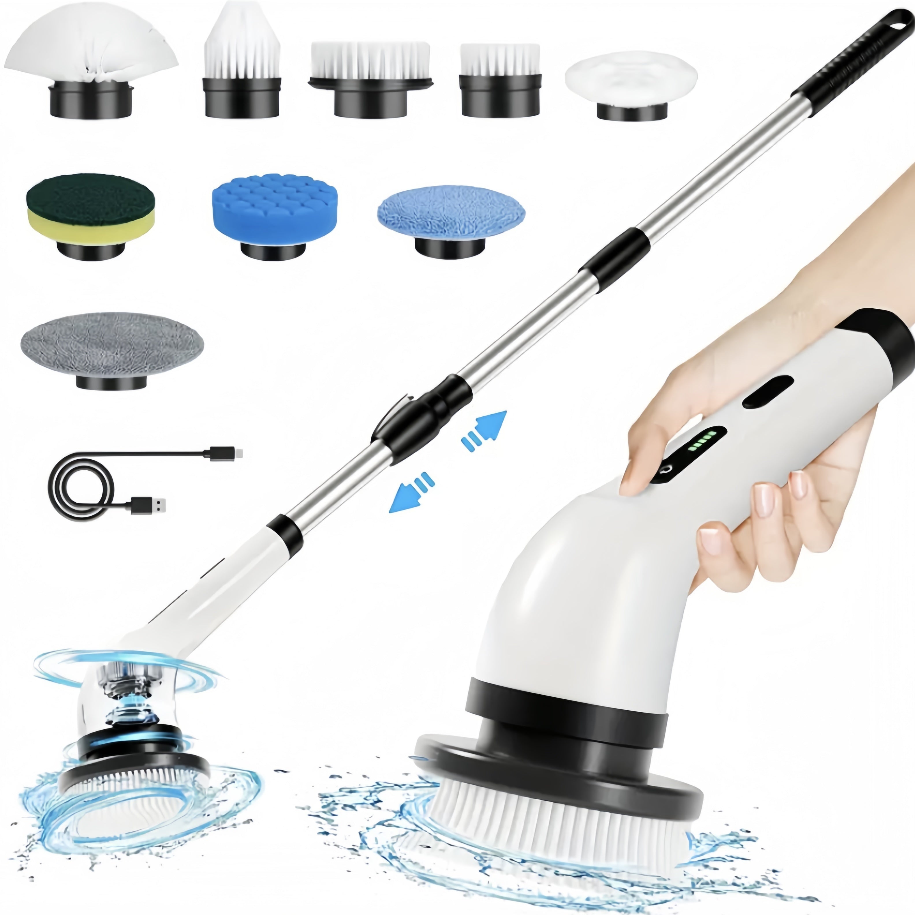 Elektr tozalash cho'tkasi to'qqizta bir joyda qo'l bilan ishlatiladigan ko'p funksiyali uzun tutqichli tortiladigan elektr cho'tka mopu to'plami