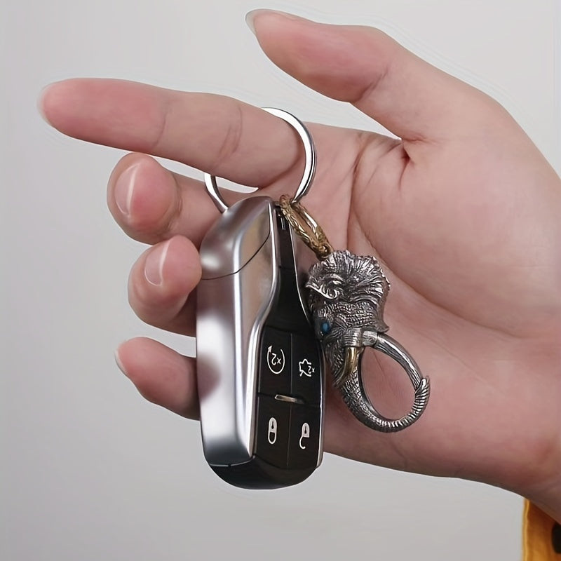 Handcrafted Car Keychain with Chinese Style Silver Decor Retro Charm