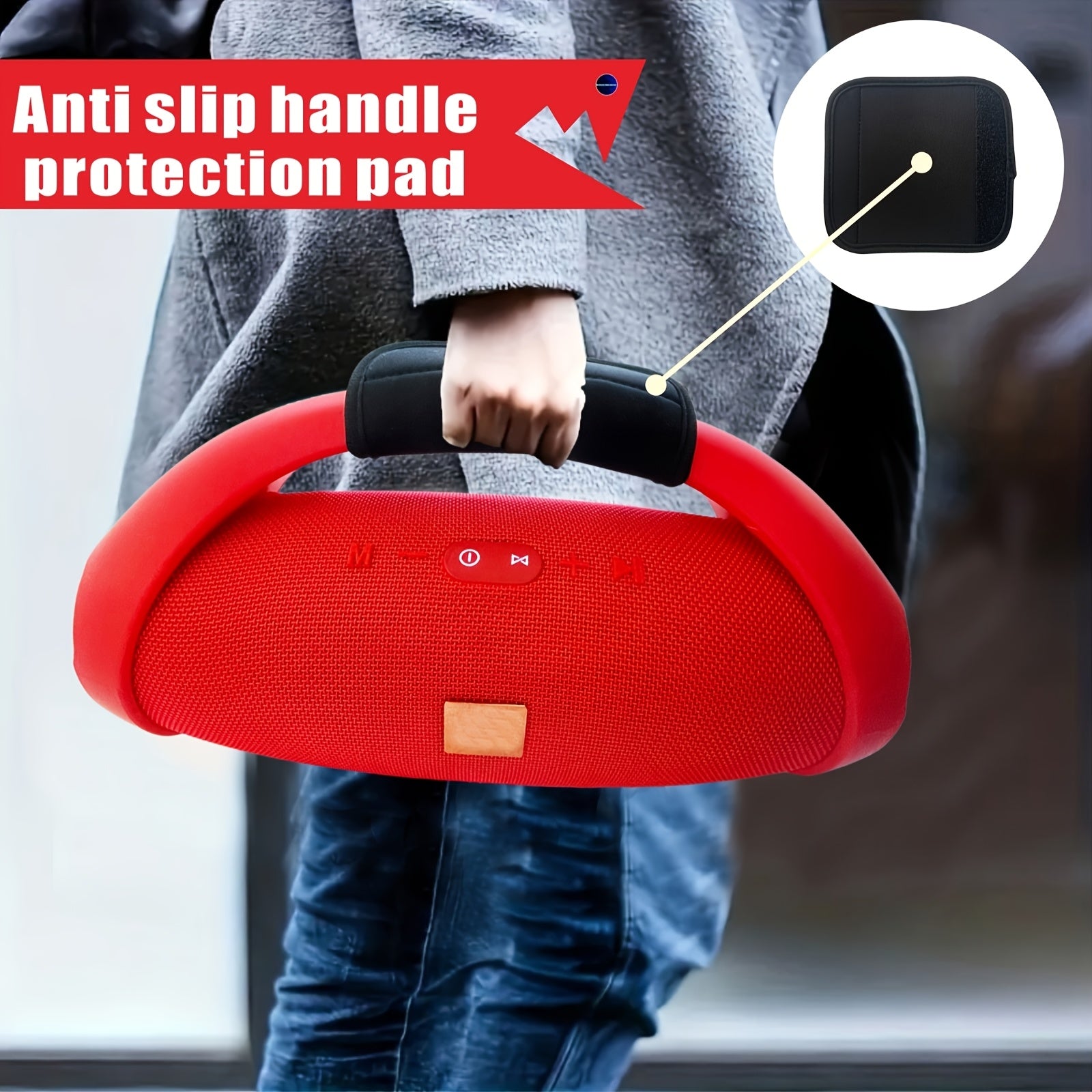 Black Textile Square Handle Cover for Speaker Replacement Anti-Slip Grip