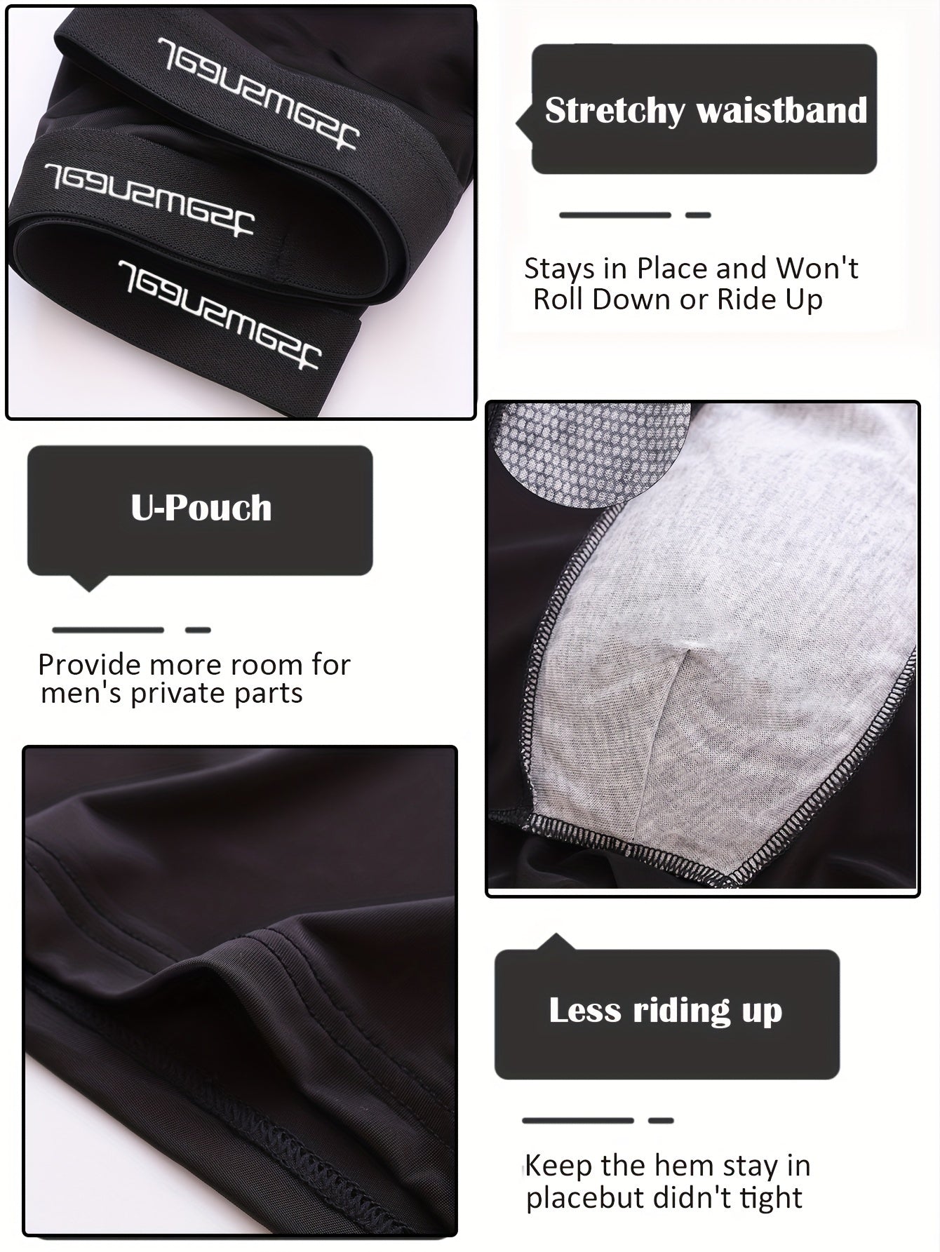 Men's Boxer Briefs 6 Pack Solid Color Letter Waistband Polyester Elastane Comfortable Underwear