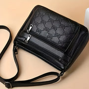 Bolso cruzado grande para mujeres para mamás negro PU correa ajustable minimalista