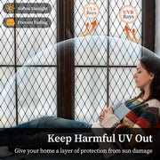 Black Lattice Privacy Window Film Frosted Glass Door Cover UV Protection 5Mil Static Cling