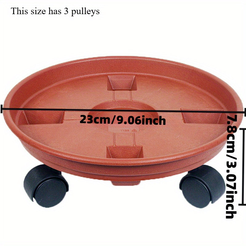 Round Plastic Flower Pot Tray with Wheels Indoor Outdoor Plant Stand Stable Easy to Move