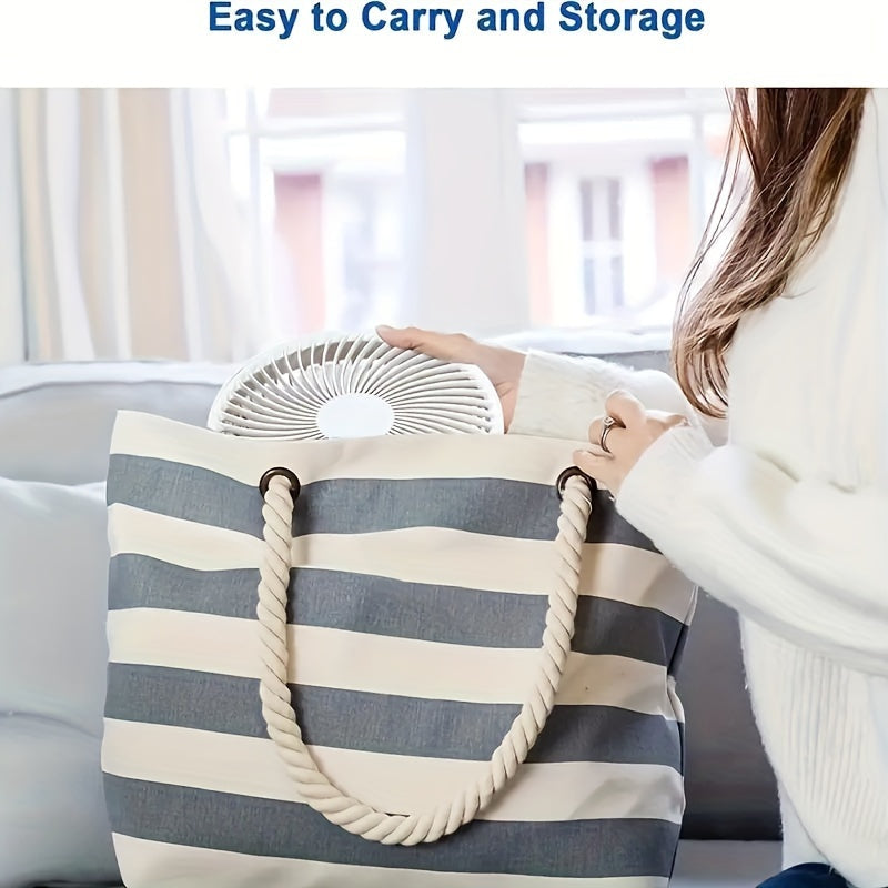 Portable Plastic Fan with Adjustable Height, 4 Speeds, Oscillating, USB Rechargeable