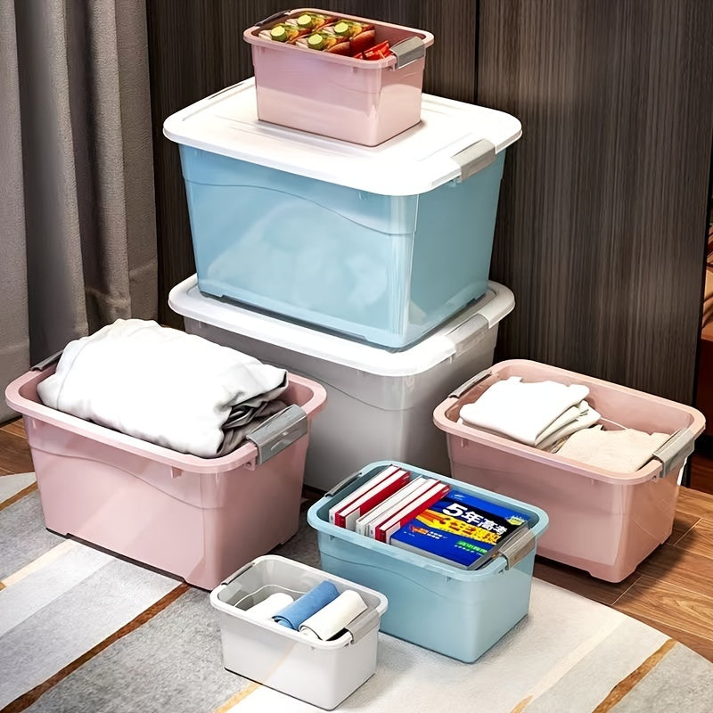 Square Plastic Storage Bins with Lids Waterproof Under-Bed Organizer for Home Car and Office
