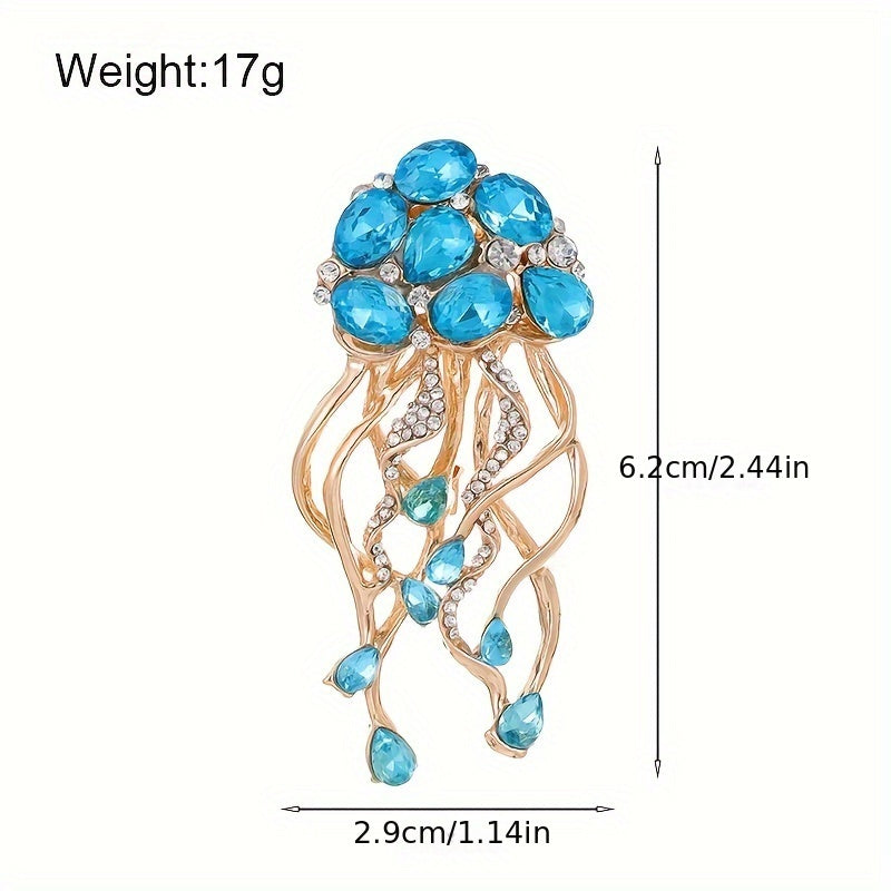 European and American Jellyfish Brooches Silver Marine Animal Jewelry for Clothing and Accessories
