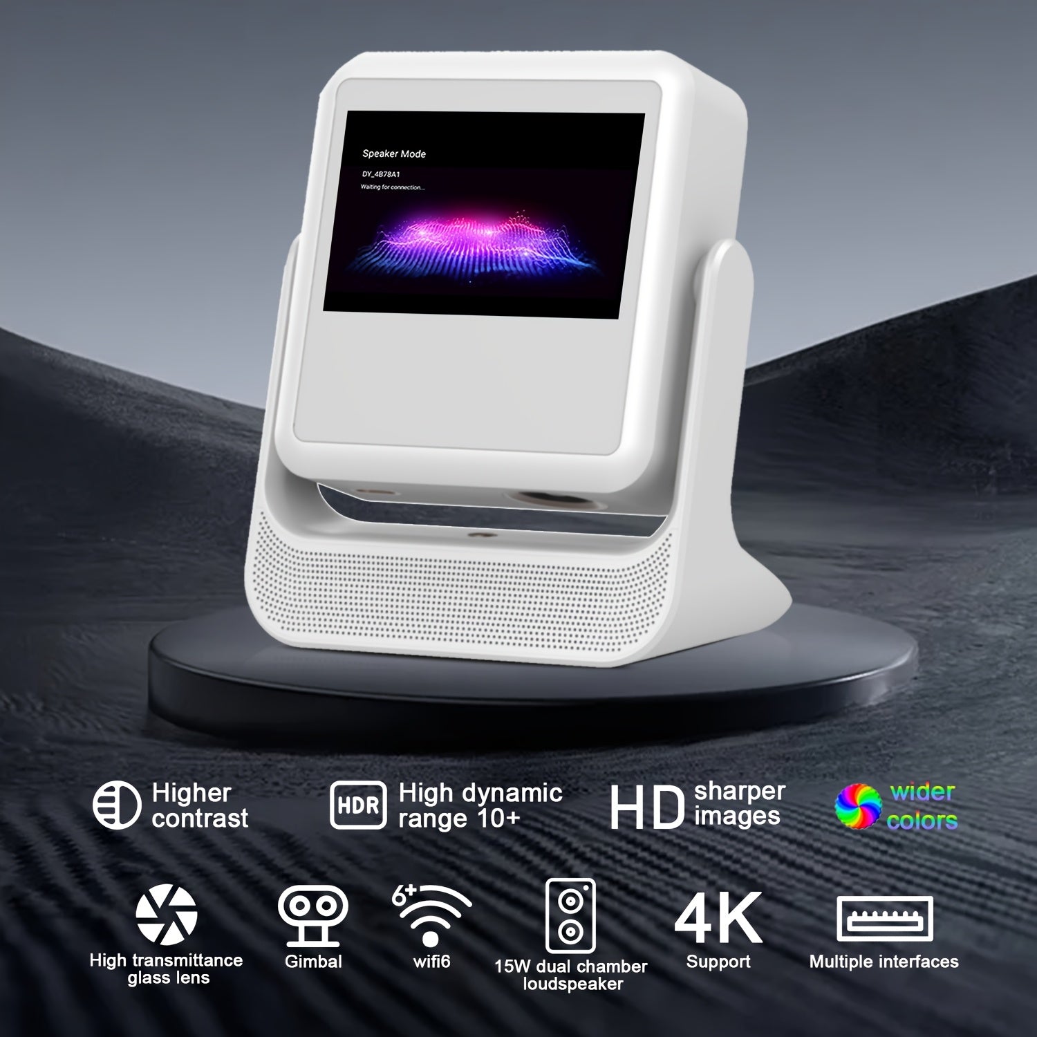 Proyector inteligente Android 12 Pantalla táctil 1080P compatible 4K para cine en casa