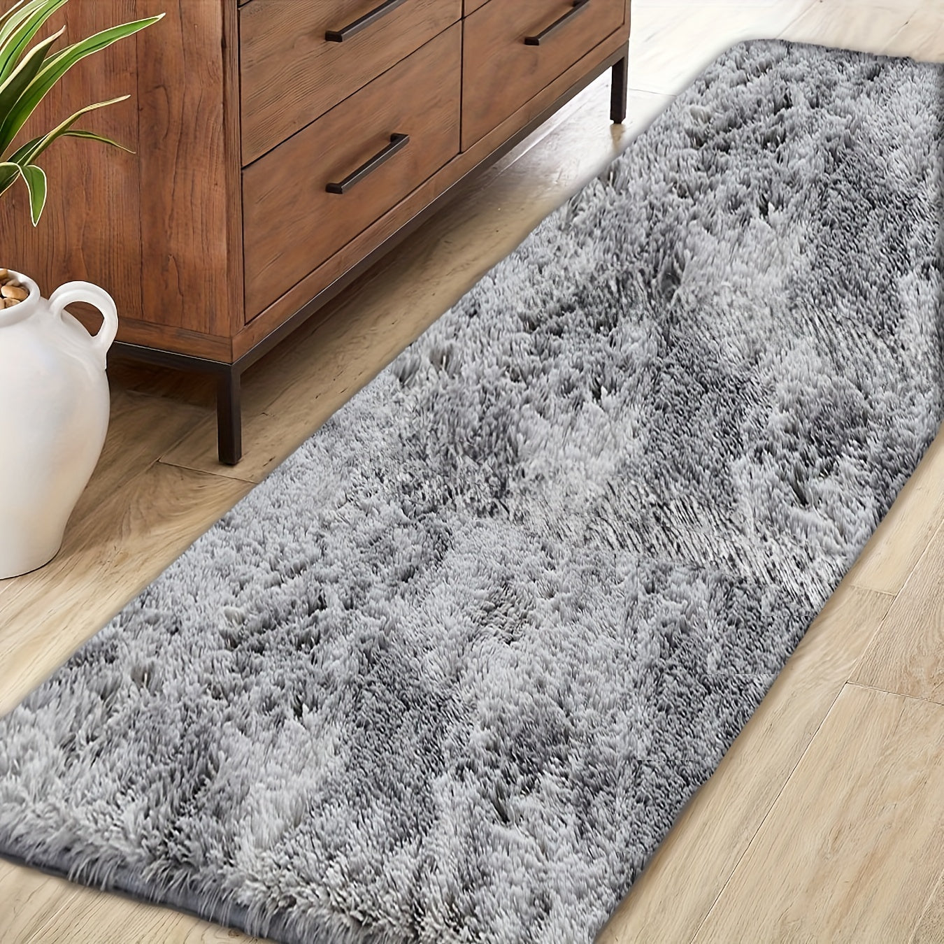 Plush Faux Fur Area Rug Tie-Dye Design Slip-Resistant Living Room Bedroom