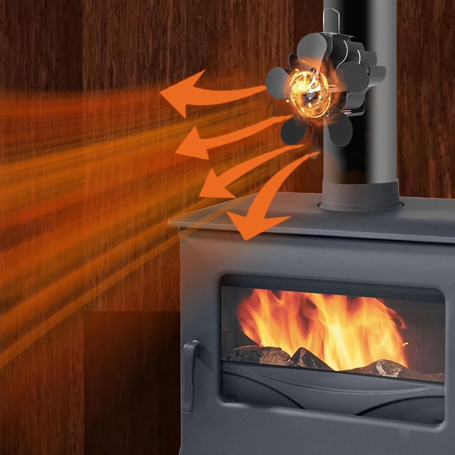Wood Stove Fan 5 Blades Heat Powered Silent Firewood Gas Heating Accessory