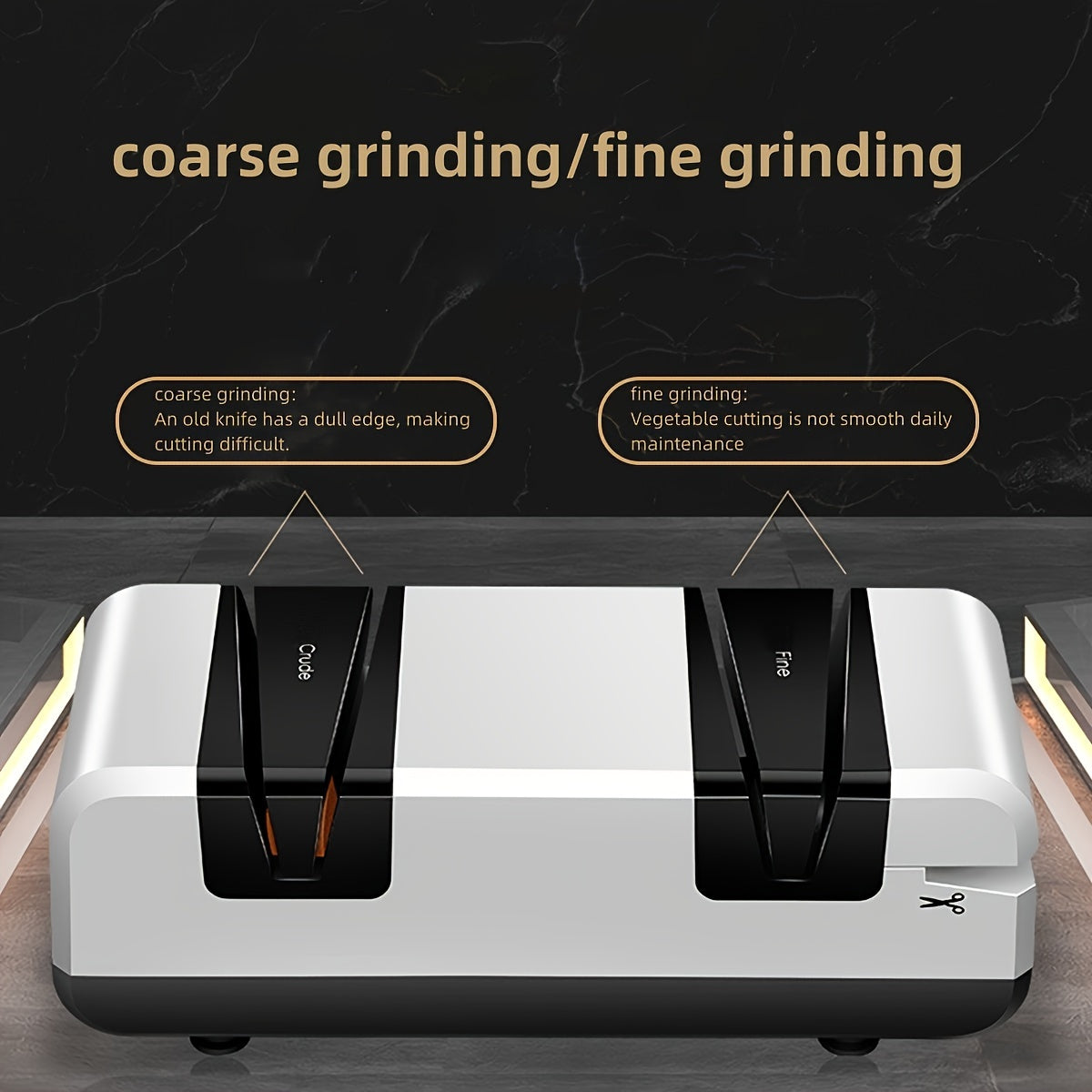 Electric Knife Sharpener, 15-Degree Bevel, Multifunctional Kitchen Tool