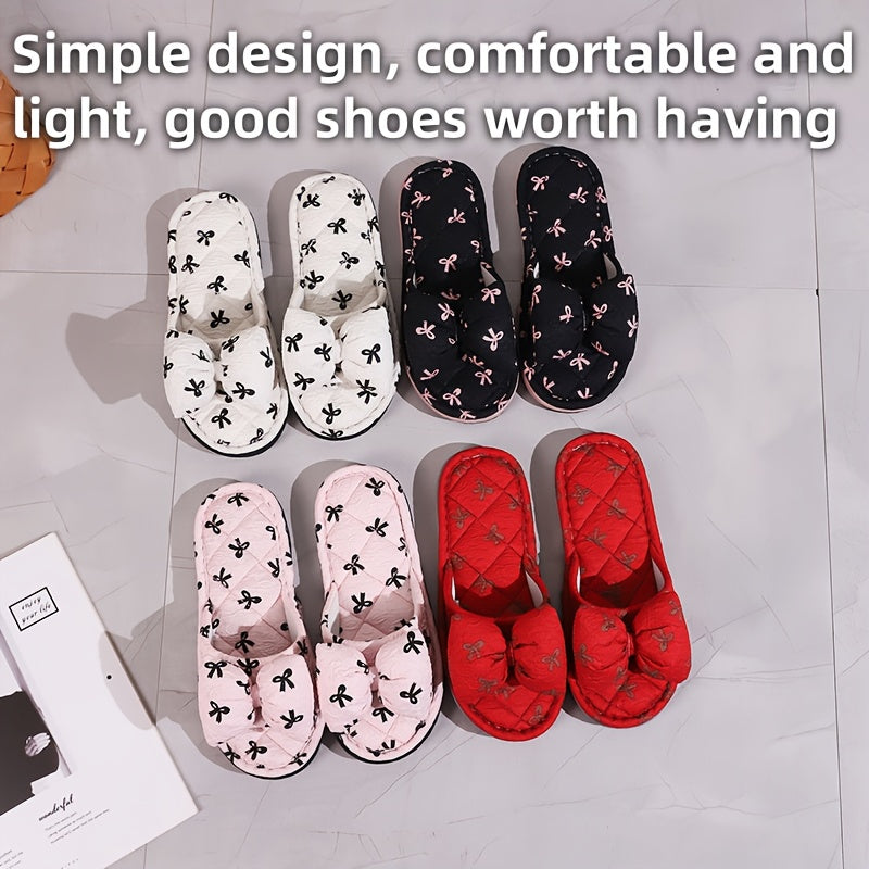 Women’s All-Season Home Slippers with Bow Design Soft Sole Comfortable