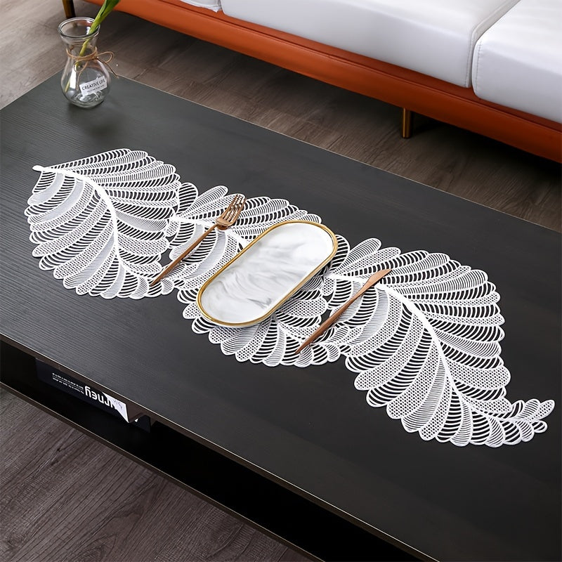 Gold Table Flag with PVC Leaf Design Heat-Resistant Anti-Slip for Coffee Tables 1 Piece