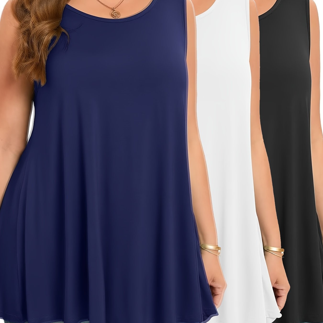 Женские майки без рукавов, упаковка из 3 штук, однотонные, эластичные, удобные, повседневные