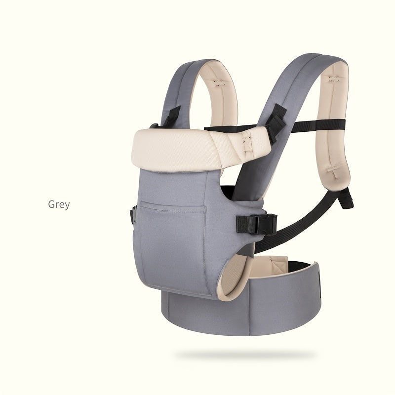 Infant Carrier with Foldable Pad Dual-Shoulder Straps and Thickened Waist Black Grey Khaki