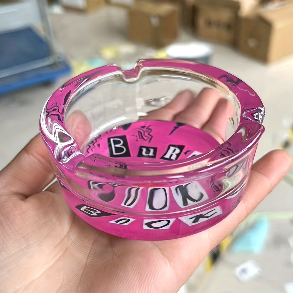 Pink Glass Ashtray Round 85mm for Home and Car Decor Gift