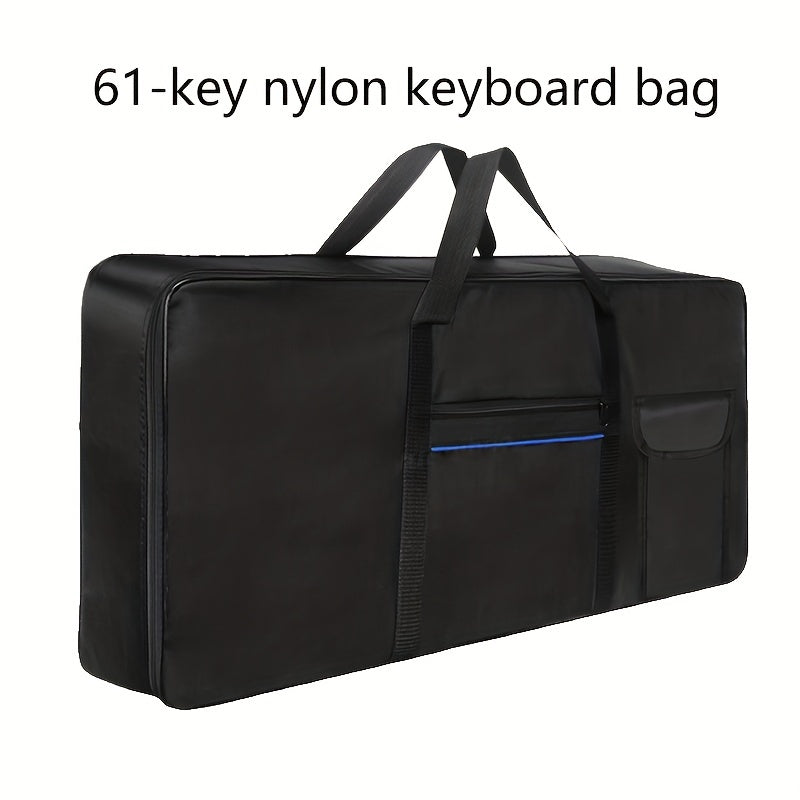 10mm Oxford Nylon Keyboard Bag with Full Cover, Padded Shoulder Straps, Zippered Pockets, Reflective Strips Black