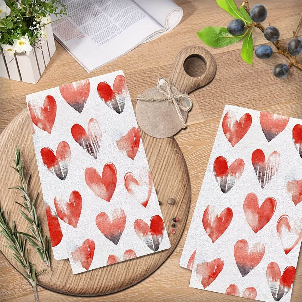 Paquete de 2 toallas de cocina para el Día de San Valentín, ultra suaves y absorbentes, 40x60cm, con estampado de corazones y animales