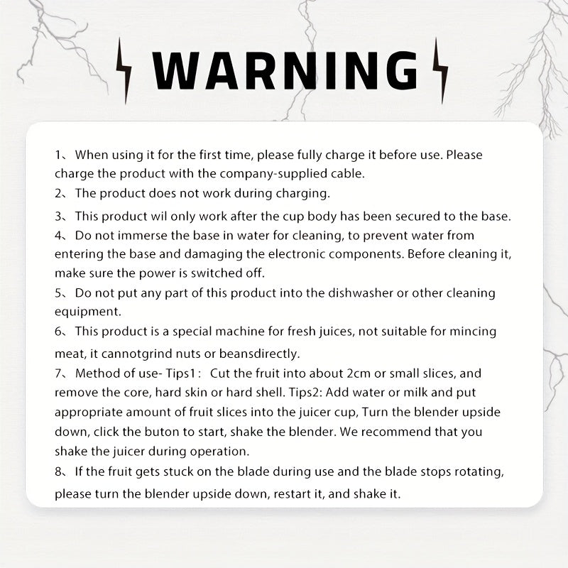 Portable USB Rechargeable Blender and Juicer 10oz to 17oz Easy to Clean